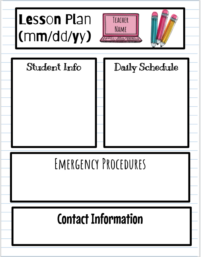 Easy Tricks And A Template For Sub Plans Teaching With Technology